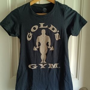 Ladies Gold's Gym Shirt Small Weight Lifting Graphic Black Goldsgear Women's